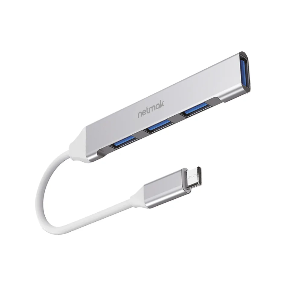 Adaptador Hub Netmak USB AC09 Tipo C A 4 USB
