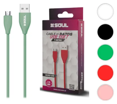 Cable Datos Soul Soft Lightning 1MT Rosa