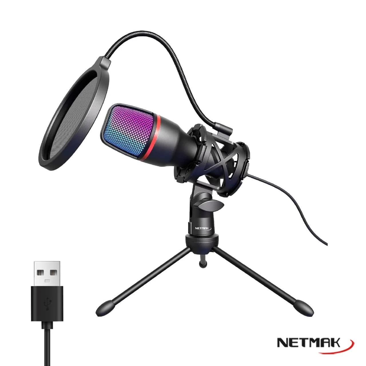 Microfono Netmak con Sop. MS786 RGB Stream