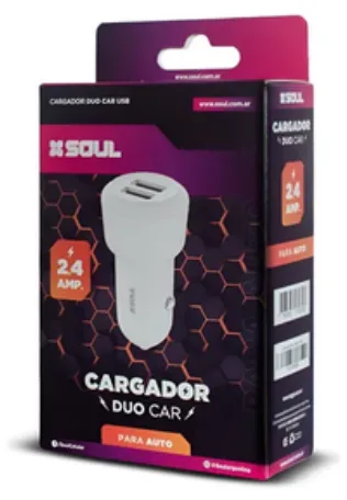 Cargador 12V Soul USB X2 2.4A Duo Blanco