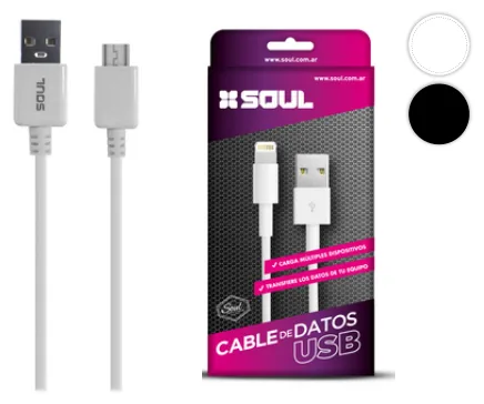Cable Datos Soul USB Lightning 2MT Blanco