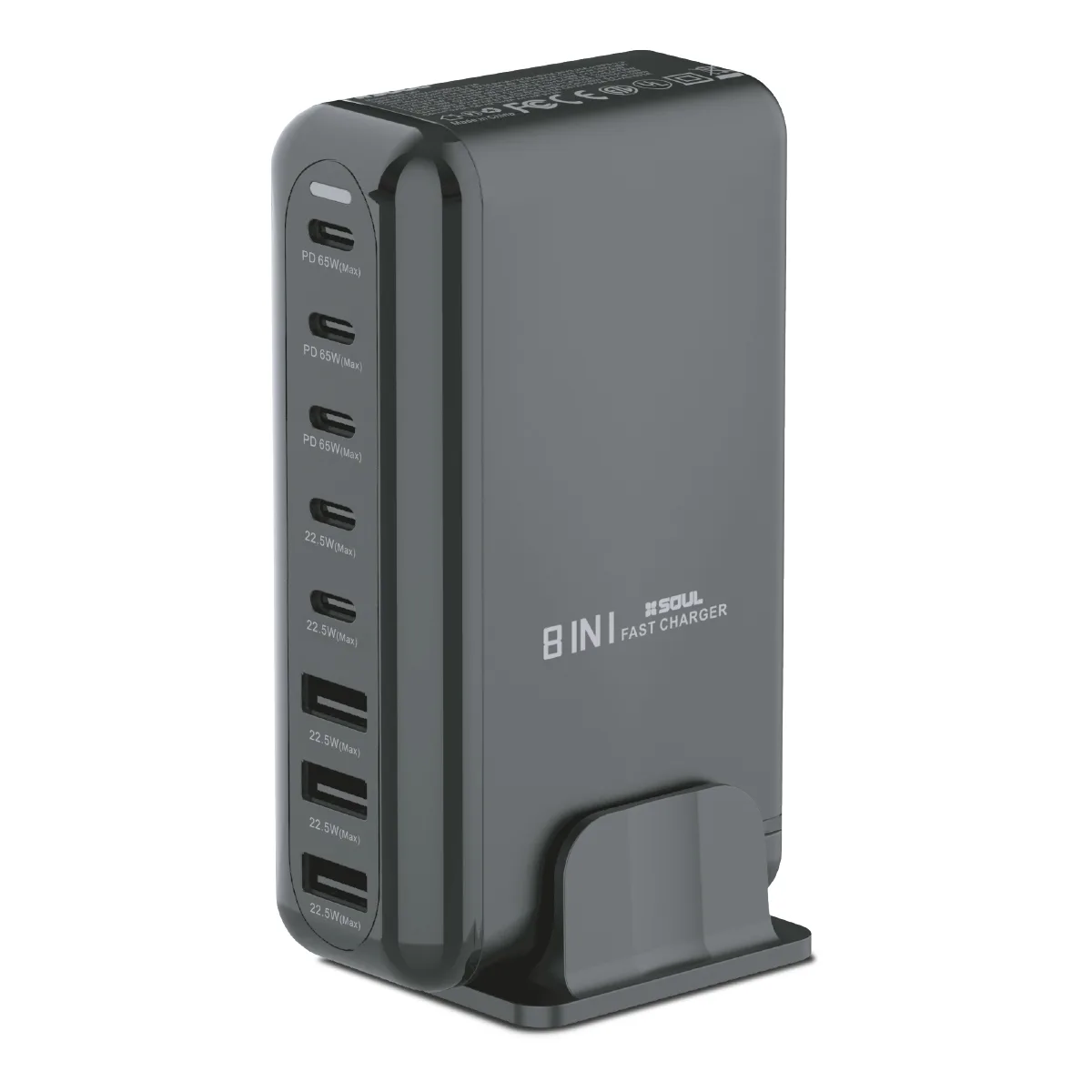 Cargador 220V Soul Estacion 8EN1 PD 60W+ Qc 22.5W Bl