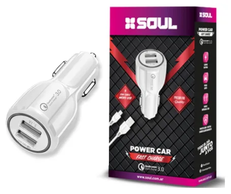 Cargador 12V Soul USB X2 2.1+3.1A Fast Micro